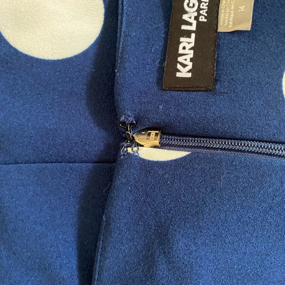 Karl Lagerfeld Navy and White Polka Dot Jumpsuit - Picture 8 of 9